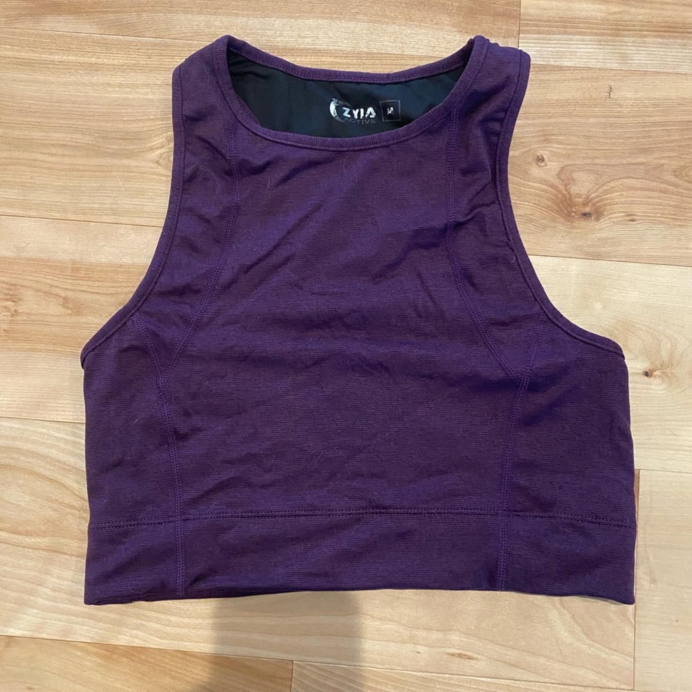 ZYIA plum knit halter crop